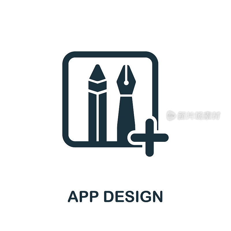 移动应用开发集合中的App Design图标。简单的线条应用程序设计图标模板，网页设计和信息图